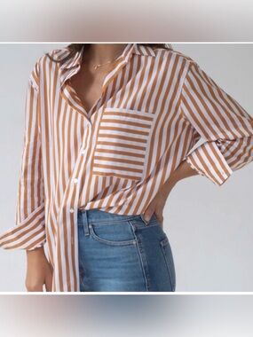 EUC AYR The Deep End Button Down Shirt in Apertif Size M Medium